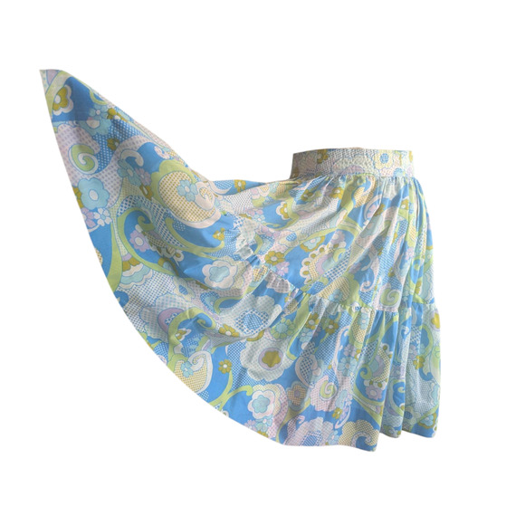 Groovy print tiered full skirt - Picture 1 of 9
